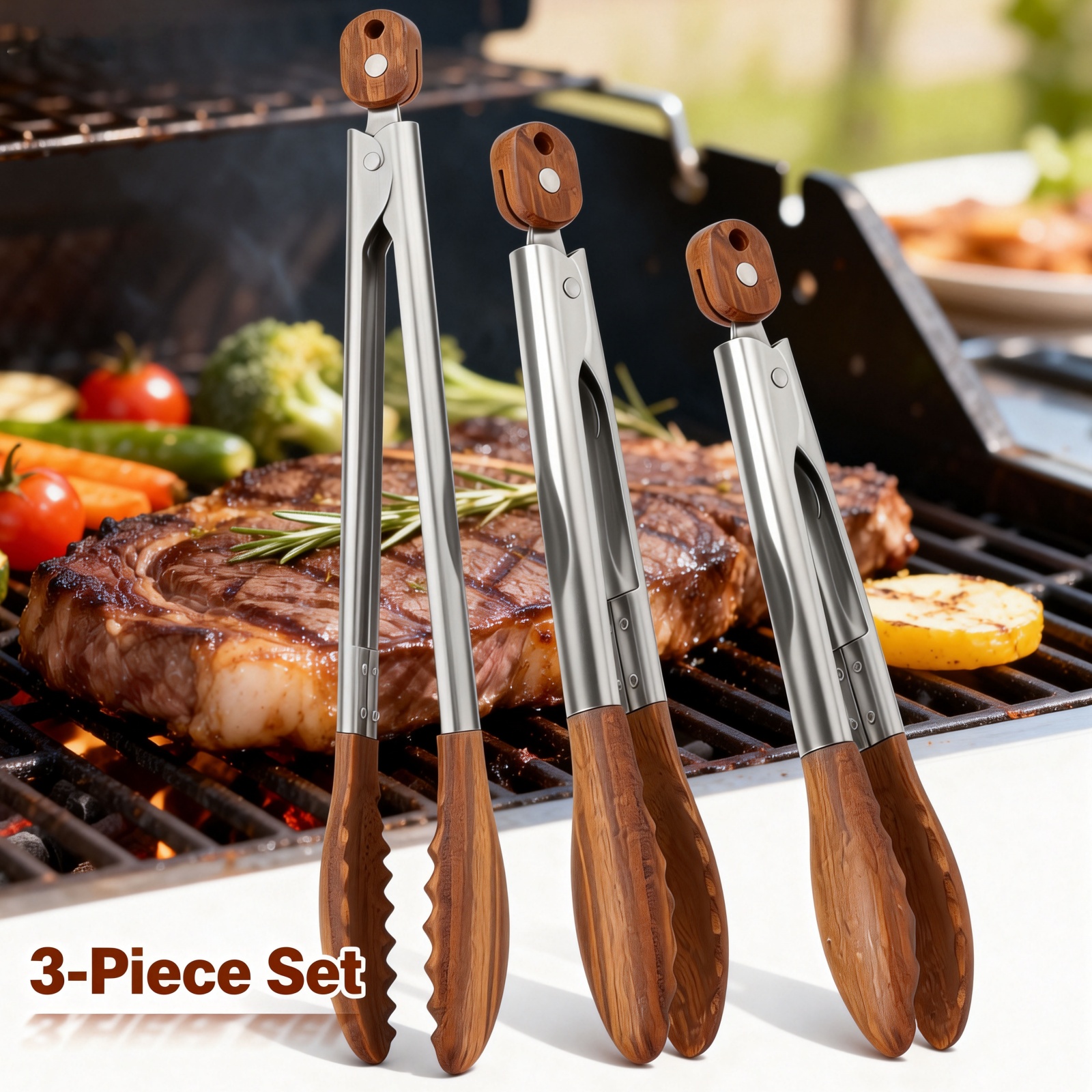 Kitchen Handy Gadgets - 2/3 Pcs Food Tongs Walnut Wood