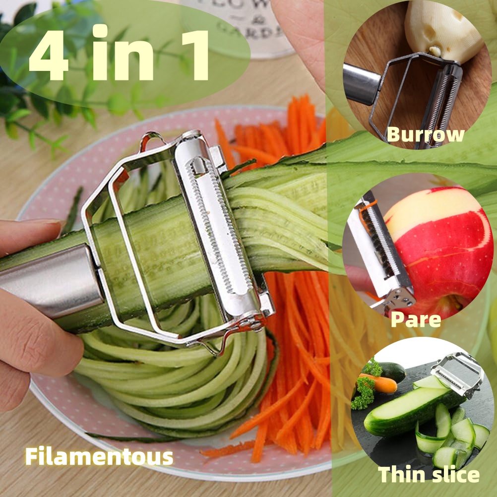 Household Kitchen Gadgets Vegetable Cutter Silk Cutter - 4 in 1 Stainless Steel Multi-function