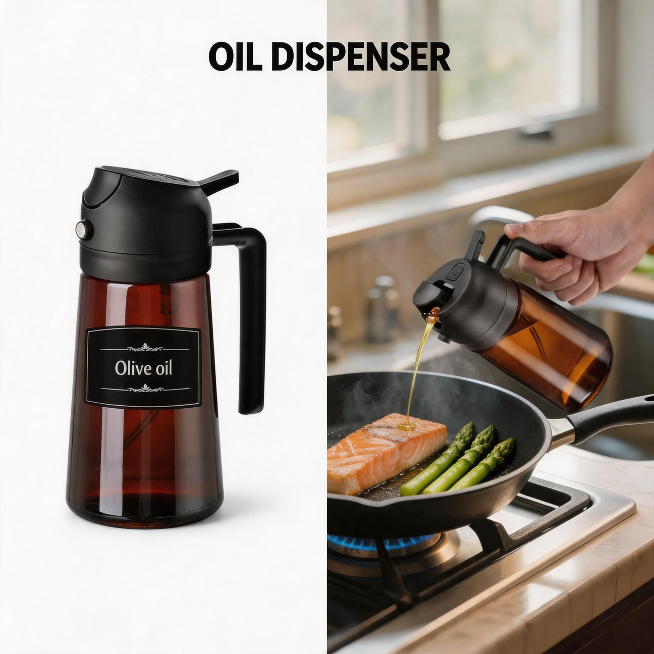 Kitchen Gadgets Oil Spray - Olive Oil Sprayer 2-in-1 for Air