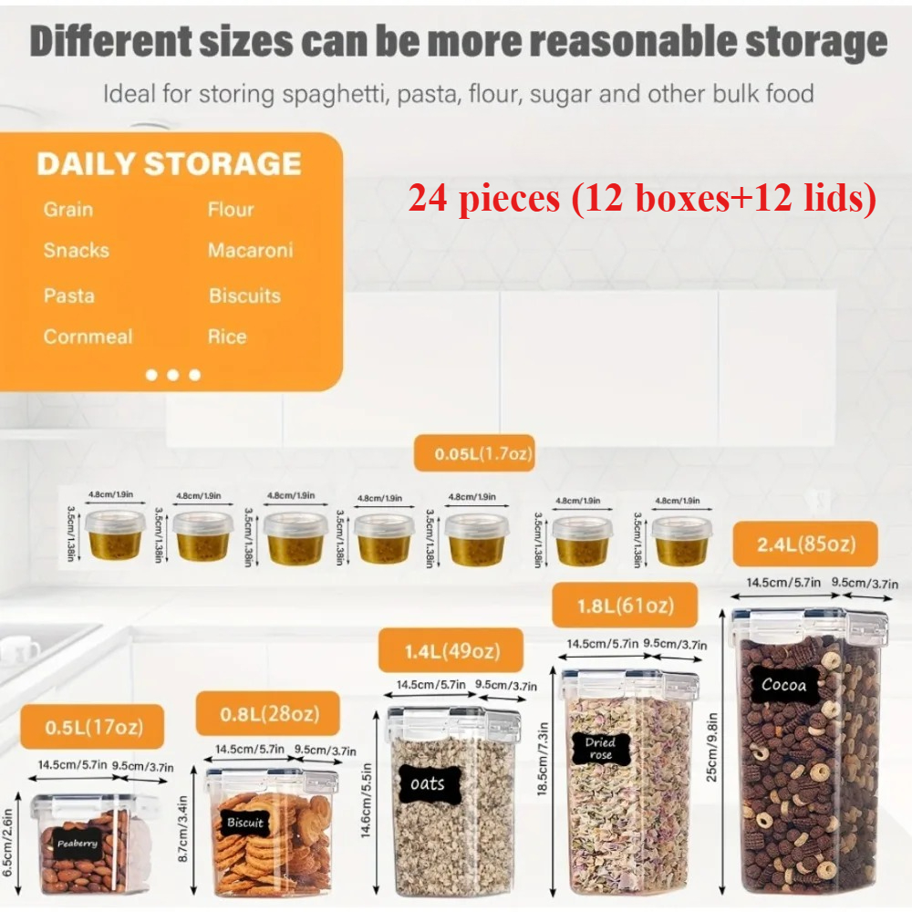 24Pcs Food Storage Containers  - Kitchen Handy Gadgets ulasan dan harga