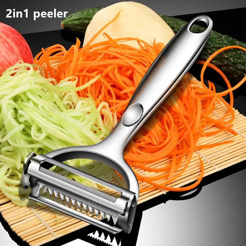 2in1 Stainless Steel Vegetable - Household Kitchen Gadgets Vegetable Cutter Silk Cutter ulasan dan harga