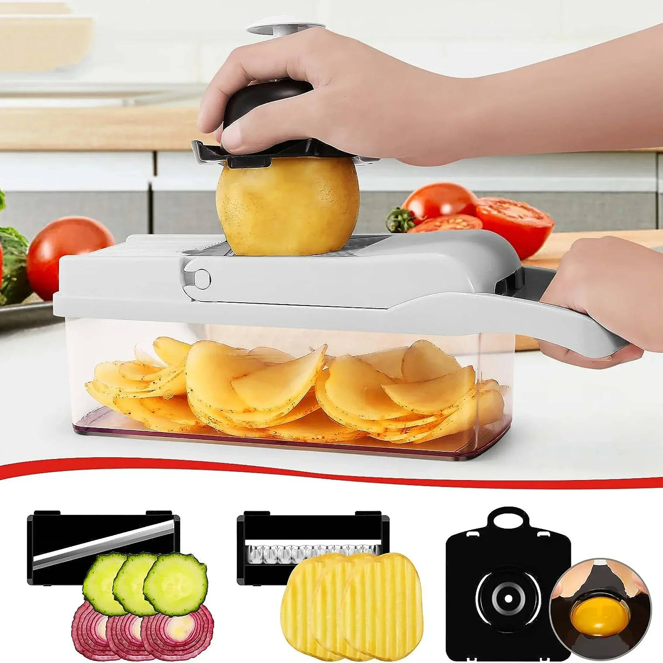 Vegetable Chopper Multifunctio - Household Kitchen Gadgets Vegetable Cutter Silk Cutter ulasan dan harga